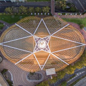 An aerial view of the Melbourne arts tower photographed by Photoshop Tutor